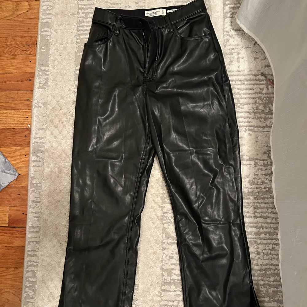 Abercrombie & Fitch Vegan Leather Pants - Black